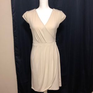 Tan faux wrap dress by New York & Co